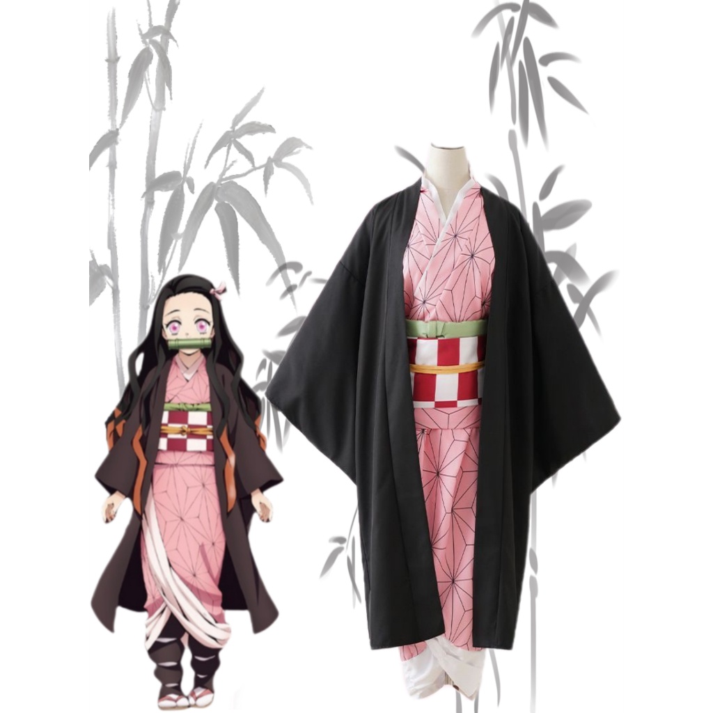 【จัดส่งที่รวดเร็ว】อะนิเมะปีศาจนักฆ่า Nezuko คอสเพลย์เครื่องแต่งกายฮาโลวีนแต่งตัว