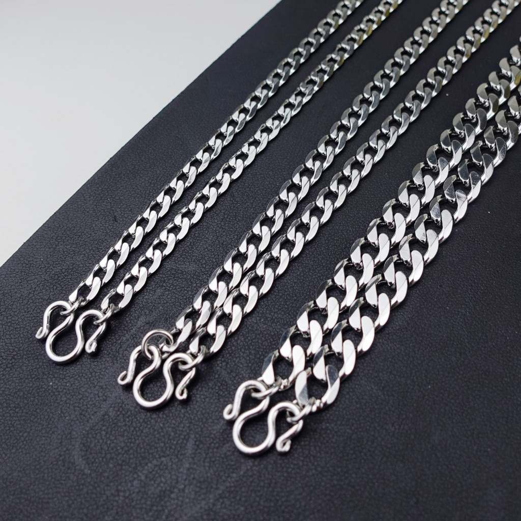 V35 ลายโซ่แบนฮิพฮอพ ยาว 26 นิ้ว สร้อยคอ แขวนพระ สร้อยสแตนเลส สร้อยพระ stainless necklace