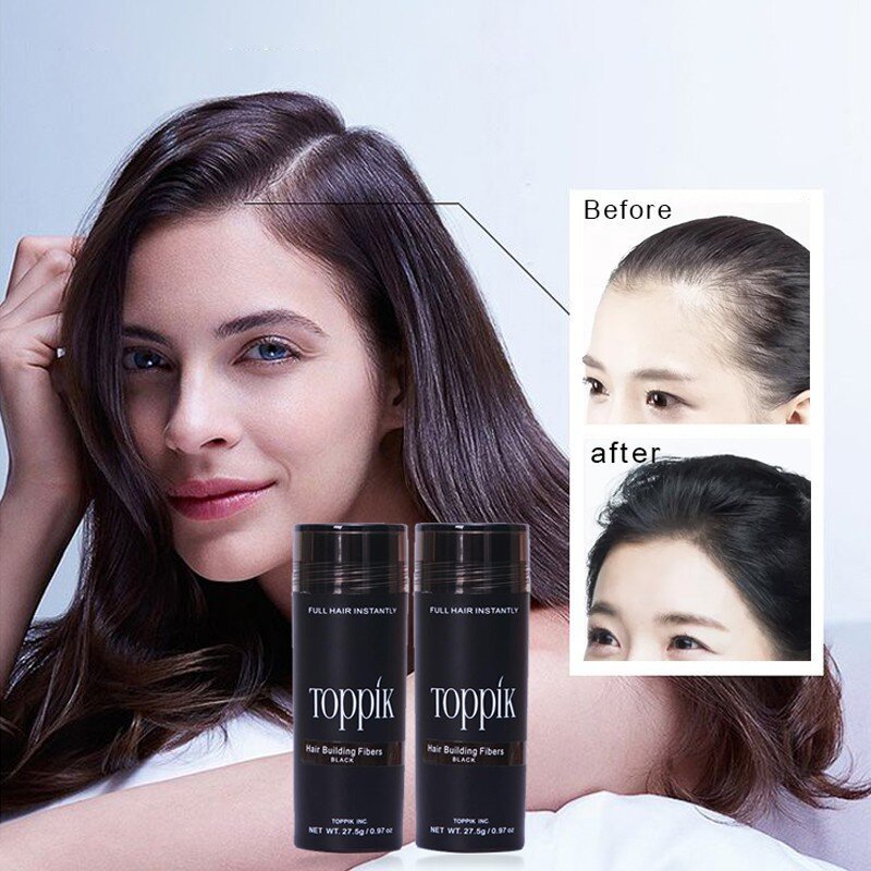 A🔥ผงไฟเบอร์สีดำ Toppik ผงไฟเบอร์เพิ่มผมหนา🔥 Toppik Hair Building Fiber ปิดผมบาง หัวล้าน ผมบาง ขนาด 27.5 กรัม - สีดำ