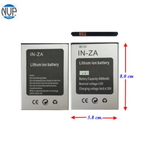 แบตเตอรี่ inovo,Yestel IN-ZA ของแท้ 5.8x8.0 cm.4000 mAh.รหัสแบตที่ใช้ร่วมกันได้