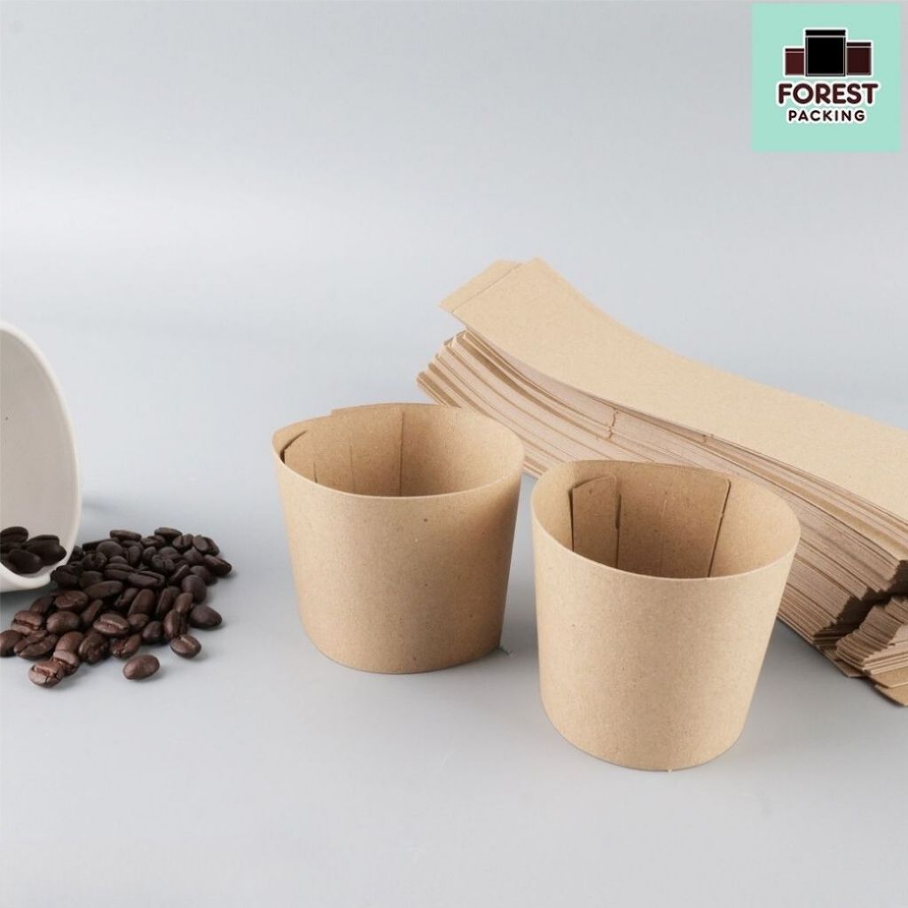 ปลอกแก้วกาแฟ ปลอกสวมแก้ว รุ่นหนา เนื้อกระดาษคราฟท์ สีน้ำตาล ราคาถูก พร้อมส่ง - PF194 [100 ใบ] ราคาส่ง - Forestpacking