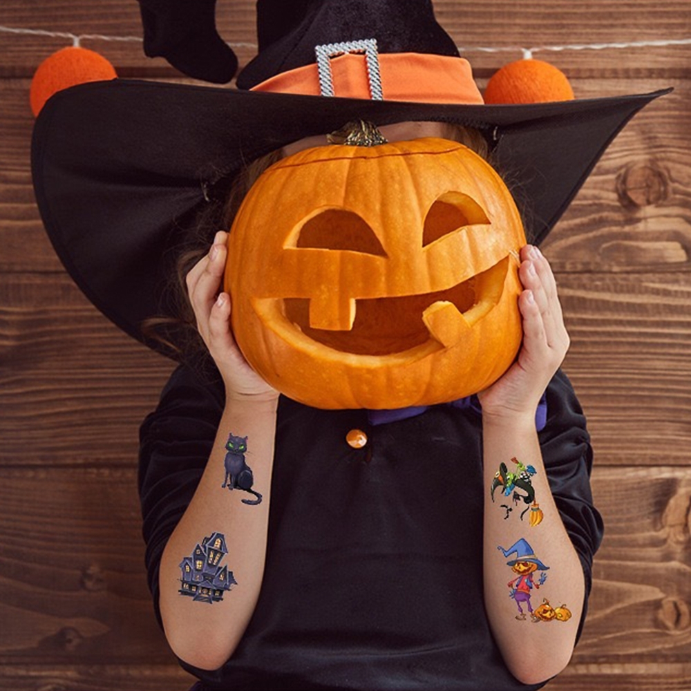 10 แผ่น สติกเกอร์แทททู แทททูฮาโลวีน กันน้ำ tattoo 1มี 10แผ่น - รูปที่ 4