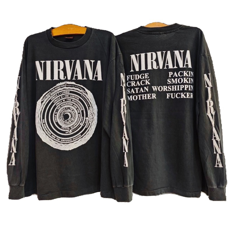 nirvana เสื้อทัวร์ งานป้าย วินเทจผ้าฟอก
