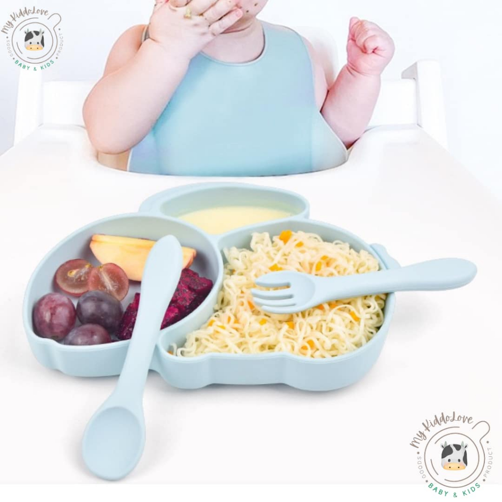 **ล้างสต๊อก** จานซิลิโคนเด็ก FoodGrade จานข้าวเด็ก จานดูดโต๊ะลายกระต่าย - รูปที่ 2