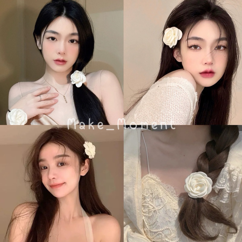 ยางมัดผมดอกคามิเลีย ยางรัดผมกุหลาบ ดอกไม้
