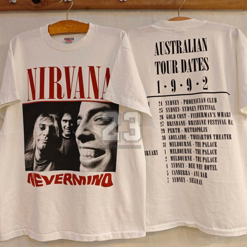 [ 23 ] NIRVANA NEVERMIND @1992 AUSTRALIAN TOUR เสื้อวินเทจ เสื้อทัวร์ วงร๊อค เนอร์วาน่า vintage shir