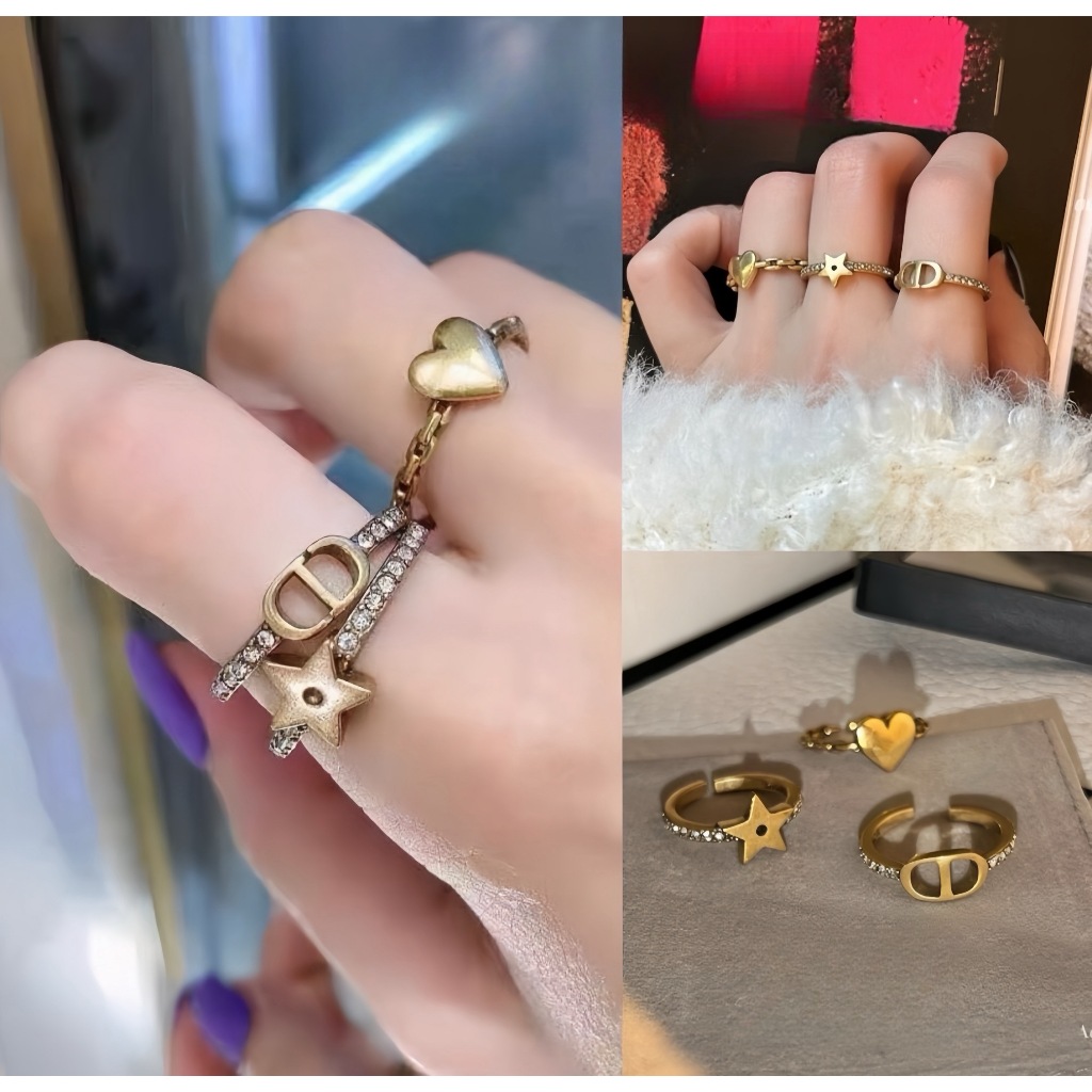 1 แถม 2 พร้อมส่ง ส่งไว แหวน 1 เซท (3 วง) CD Heart Rings collection (อะไหล่รมควัน)