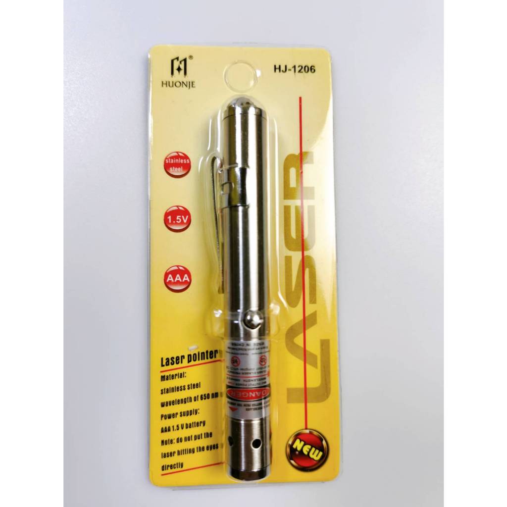 เลเซอร์ Laser Pointer รุ่น HJ-1206 5mW แถมถ่าน AAAx1 เหมาะใช้งานในห้องประชุม  ชี้ตําแหน่งงานต่างๆ  เลเซอร์ของเล่นแมว