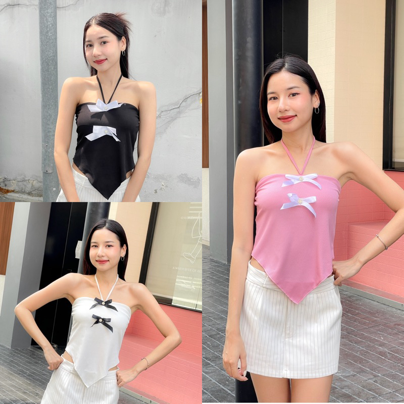รหัส003 เกาะอกคล้องคอสาวเวียดนามทรงยาว สม็อคหลังผ้าร่อง