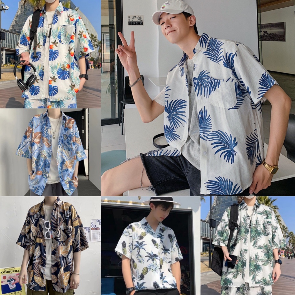 💖พร้อมส่ง💖เสื้อเชิ้ตผู้ชายแขนสั้น เสื้อเชิ้ตแขนสั้น ทรงหลวม หลายสไตล์ เสื้อลายใหม่ล่าสุด สไตล์เดียวกันสำหรับคู่รัก
