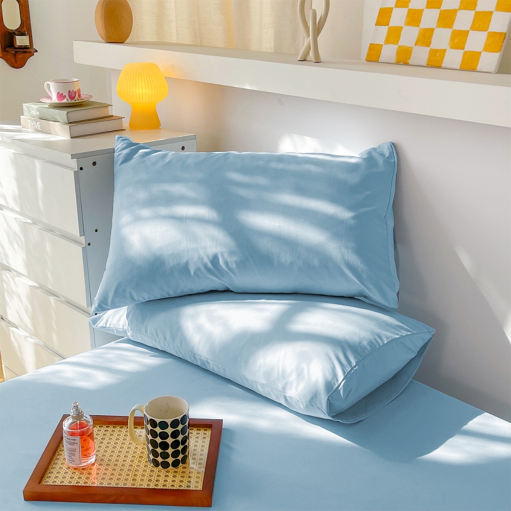 ปลอกหมอน ปลอกหมอนสีบริสุทธิ์ โพลีเอสเตอร์ กันไรฝุ่น19 x 29 นิ้ว ( 48 x 74cm)