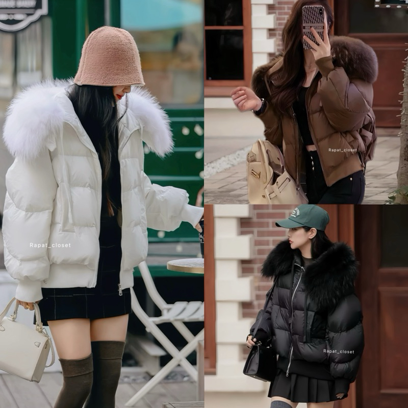 Rapat_closet❄️New Puuffer Fur Coat ❄️R027พร้อมส่ง เสื้อกันหนาว แต่งปกคอขน(ถอดได้)