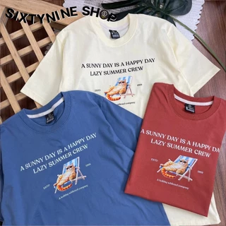 เสื้อยืดพิมพ์ลาย " Lazy cat" พร้อมส่ง