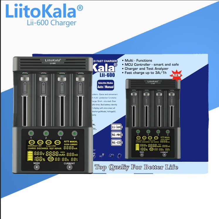 เครื่องชาร์จ LiitoKala Lii-600  แบบ 4 ช่อง (4ระบบ) CHARGE, DISCHARGE, TEST และ REPAIR