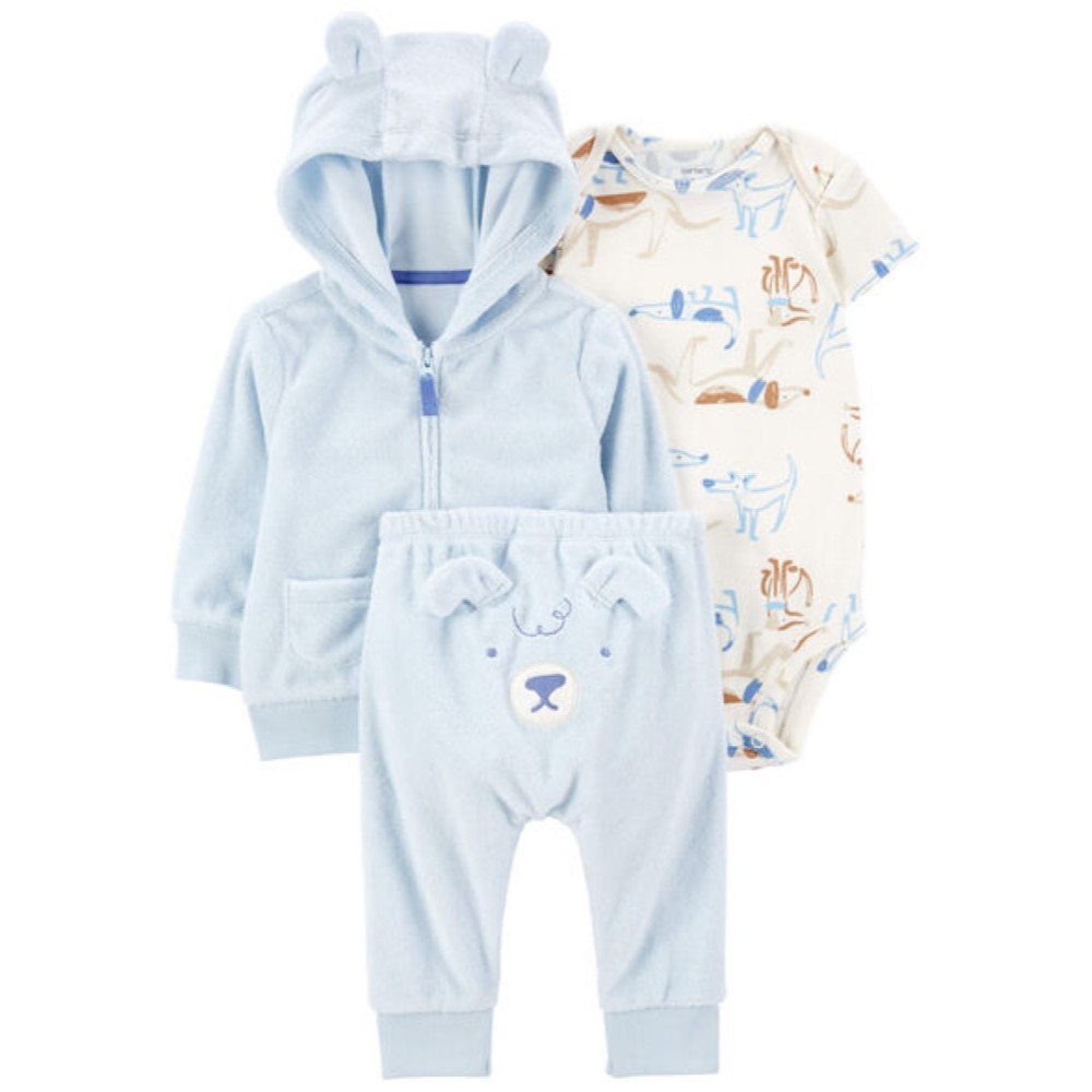 CARTER 3PC CARDIGAN SET BLUE DOG L13 คาร์เตอร์ชุดเซ็ท  ลายสุนัข สีฟ้า