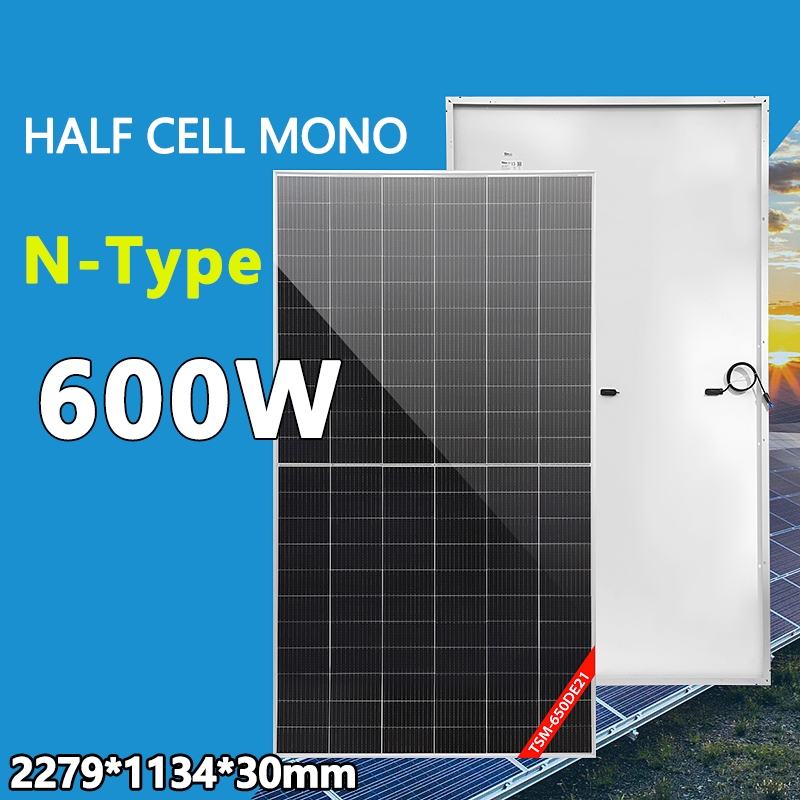 N-Type แผงโซล่าเซลล์ solar panel 600W Mono Half Cut Cell 600W