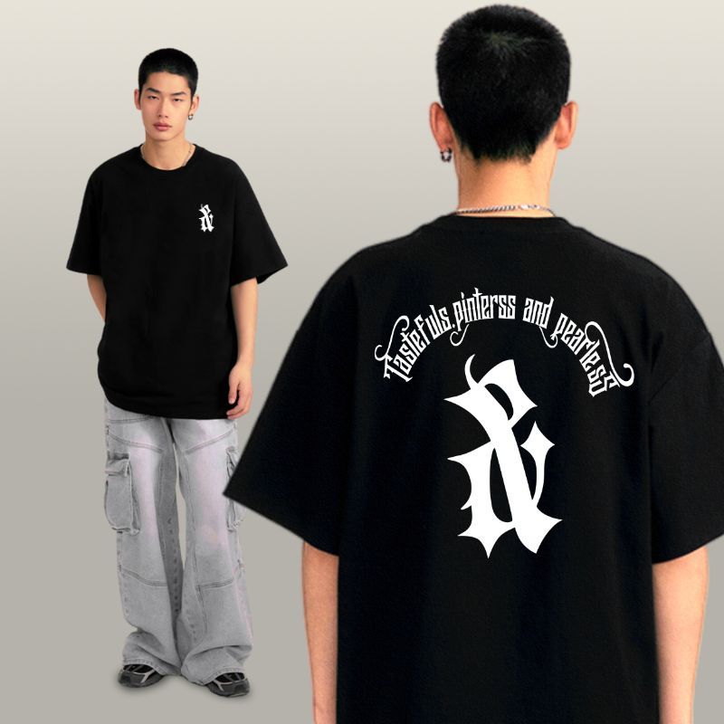 Y-T 【จัดส่งจากประเทศไทย】เสื้อยืดโอเวอร์ไซส์ สไตล์เท่ๆ สวมใส่สบาย ไม่หดตัว ผ้าฝ้ายแท้ ไม่จำกัดเพศ พิมพ์ "TASTEF ULS-DB"