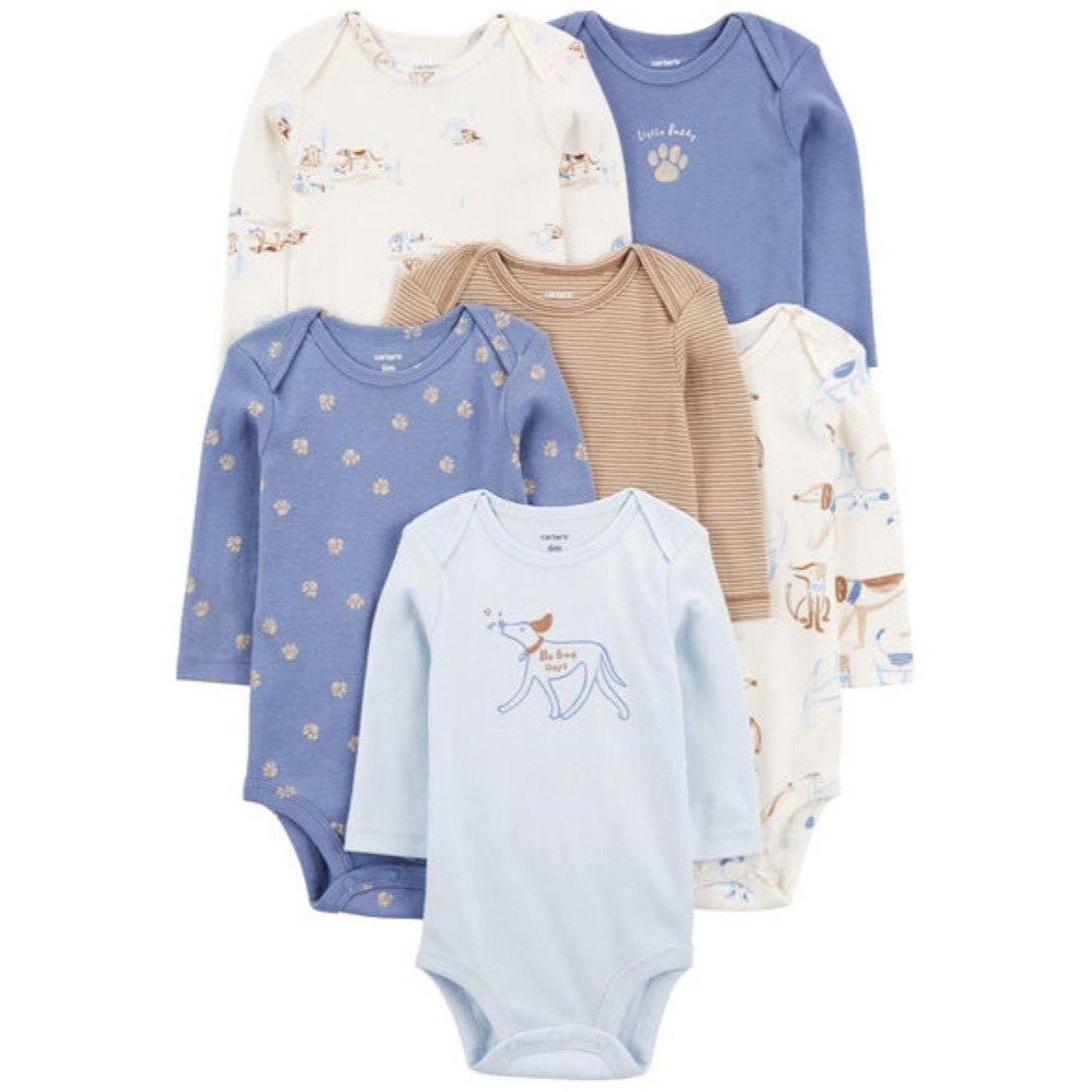 CARTER 5PK BODYSUIT BLUE DOG L13 คาร์เตอร์ชุดเซ็ทบอดี้สูทแขนยาว  ลายสุนัขสีน้ำเงิน