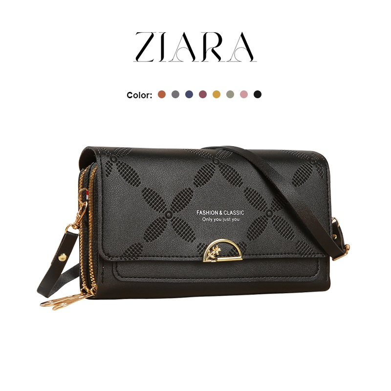 ZIARA 2024 กระเป๋าสะพายข้างผู้หญิงรุ่นใหม่ กระเป๋าสตางค์แบบสองซิป กระเป๋าโทรศัพท์สะพายข้าง