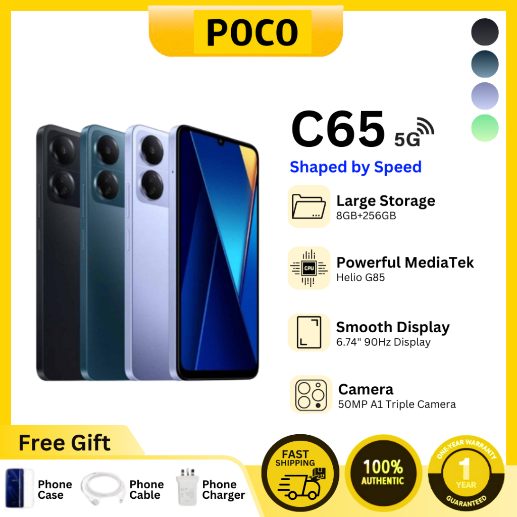 ซื้อ POCO C65 8GB+256GB ชิปเซ็ตอันทรงพลัง กล้อง MediaTek Helio G85 3 50MP | รับประกันศูนย์ 1 ปี