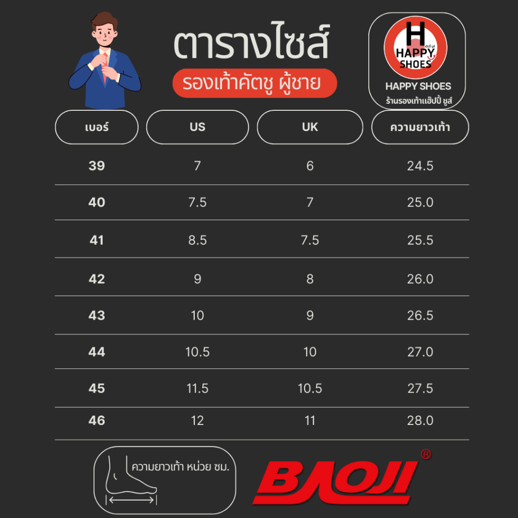 [🥇บาโอจิแท้100%🔢ไซส์39-46🆓ฟรี...ถุงเท้า 1 คู่] BAOJI รองเท้าคัทชู รองเท้าหนังหุ้มส้น คัตชูชาย รุ่น BJ8003 หนังนุ่ม สบาย