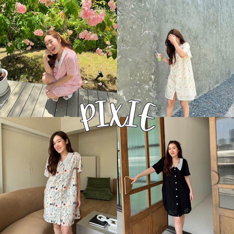 93FAVORS l “Pixie” เดรสผ้าฉลุลูกไม้แขนสั้น คอปกฉลุ มีซับในและกระเป๋าข้าง