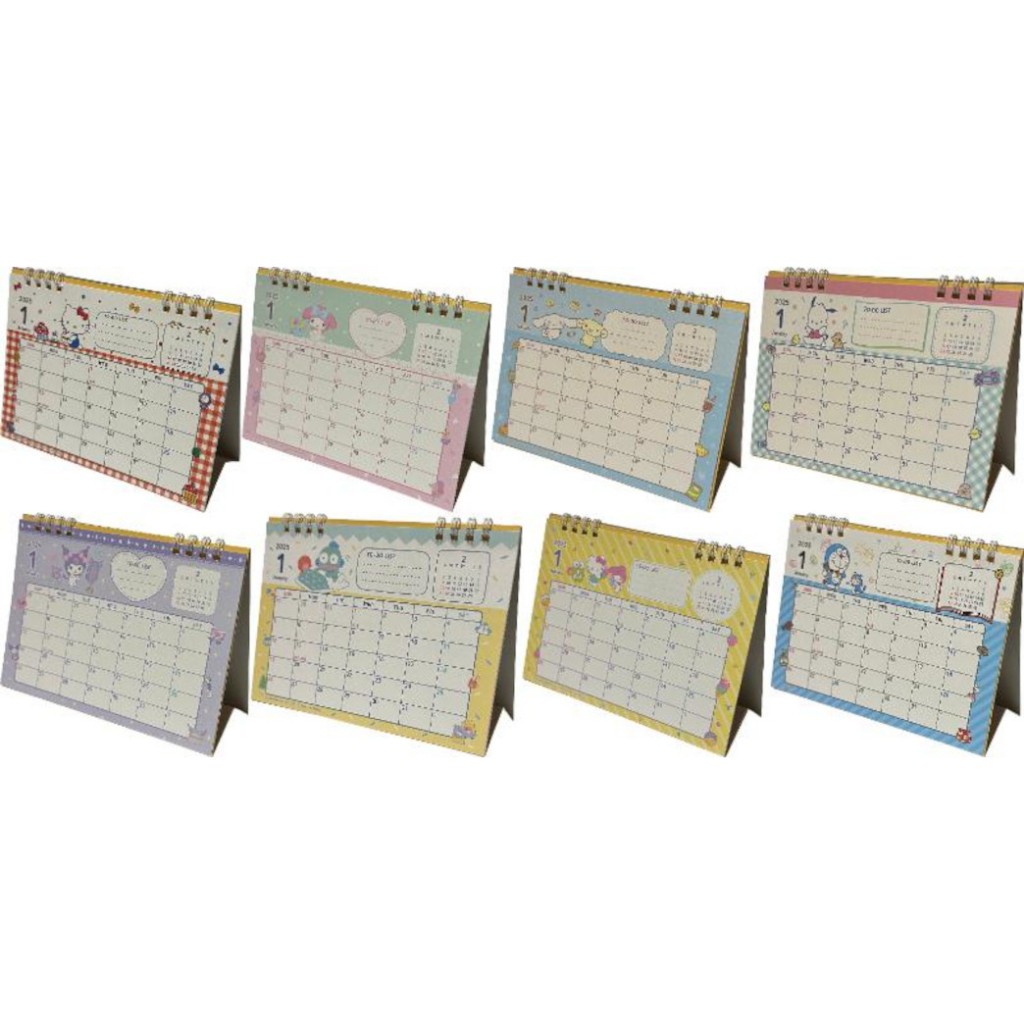 SANRIO ส่งตรงจากญี่ปุ่นSanrio, Japan Anime Desk Ring ปฏิทินญี่ปุ่น 2025 ปี 12 เดือน 18 14 7.5 cm Stationery Japan (Hello Kitty, My Melody, Cinnamoroll, Pochacco, Kuromi, Hangyodon, ตัวละคร, Doraemon)