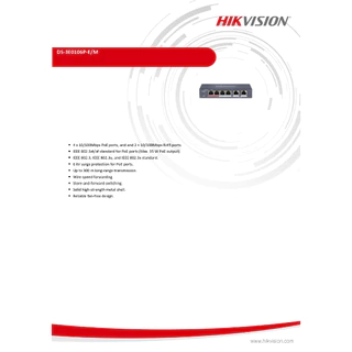 HIKVISION POE Switch 4 / 8 Port DS-3E0106P-E/M / DS-3E0310P-E/M / DS-3E1106P-EI/M / DS-3E1310P-EI/M / DS-3E1510P-SI