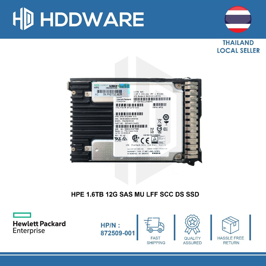 HPE 1.6TB 12G SAS MU LFF SCC DS SSD // 872509-001 // 872382-B21 // PX05SVB160