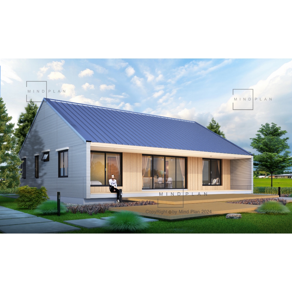 แบบบ้านมินิมอล MIND PLAN M-146 พื้นที่ใช้สอย 146 ตร.ม.ค่าก่อสร้าง 1.6-1.8 ล้านบาท