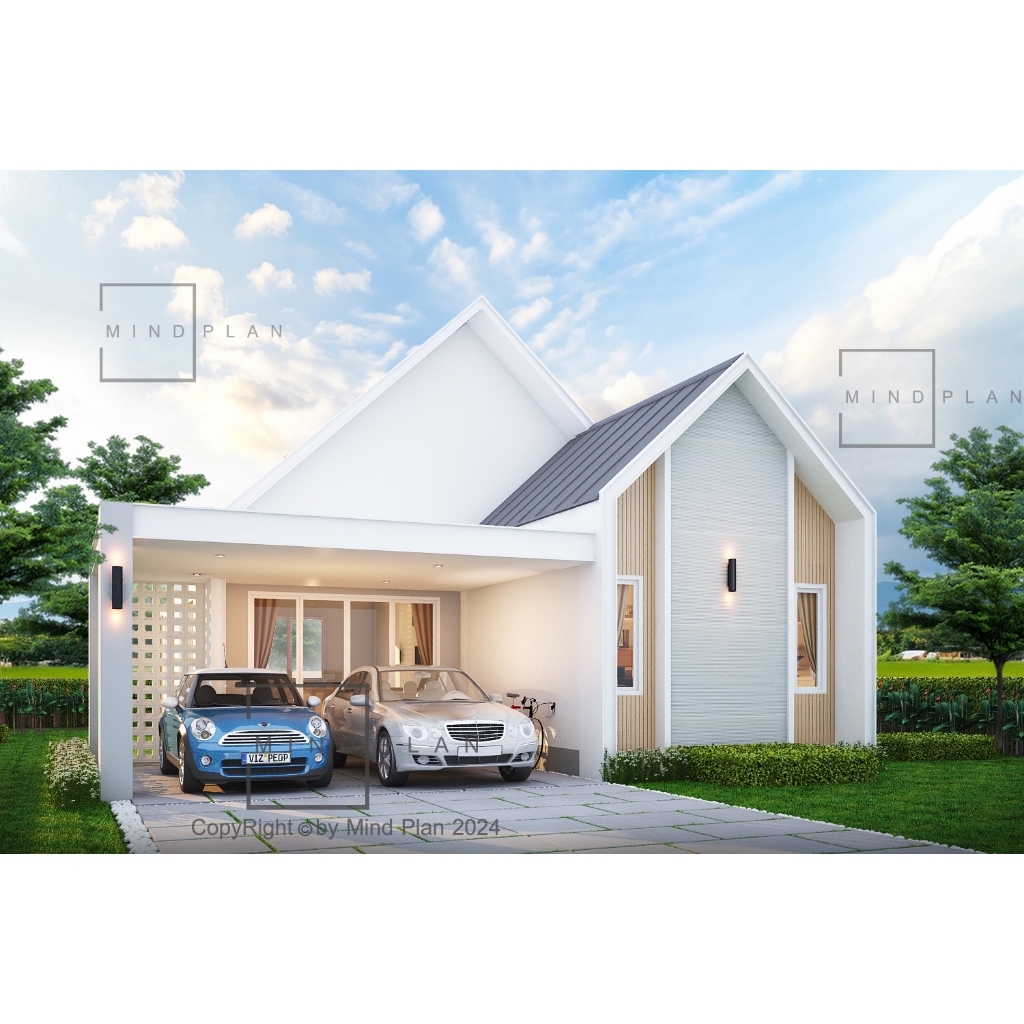 แบบบ้านมินิมอล MIND PLAN M-120 พื้นที่ใช้สอย 120 ตร.ม.ค่าก่อสร้าง 1.2-1.4 ล้านบาท(ปรับแบบได้)