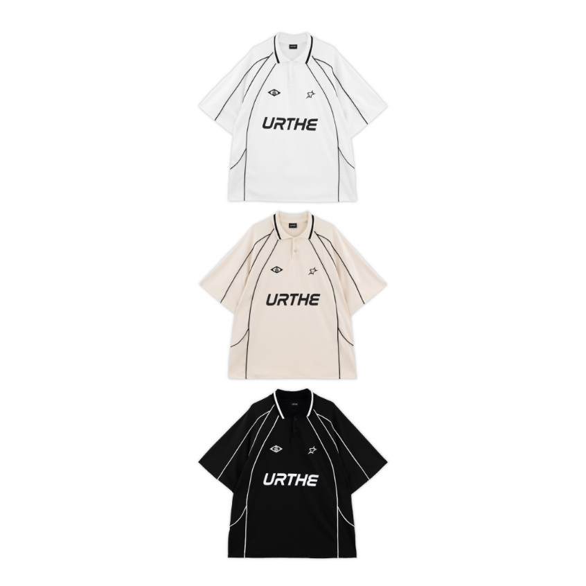 URTHE -  เสื้อโปโล Oversized แขนสั้น ปักโลโก้ รุ่น JERSEY POLO