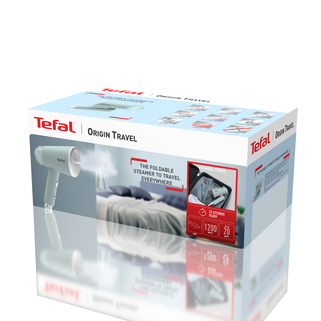 Tefal เครื่องรีดถนอมผ้าแบบพกพา รุ่น DT1034E1 | กำลังไฟ 1200W สายไฟยาว 2 M รับประกันศูนย์ไทย
