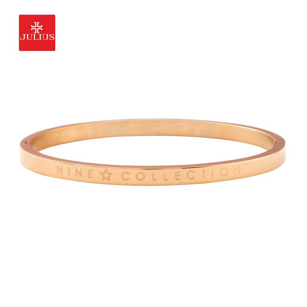 JULIUS กำไลข้อมือผู้หญิง JSB-02407 NINE COLLECTION สลักโลโก้จูเลียสหรูหรา แบรนด์เกาหลีแท้ 100%
