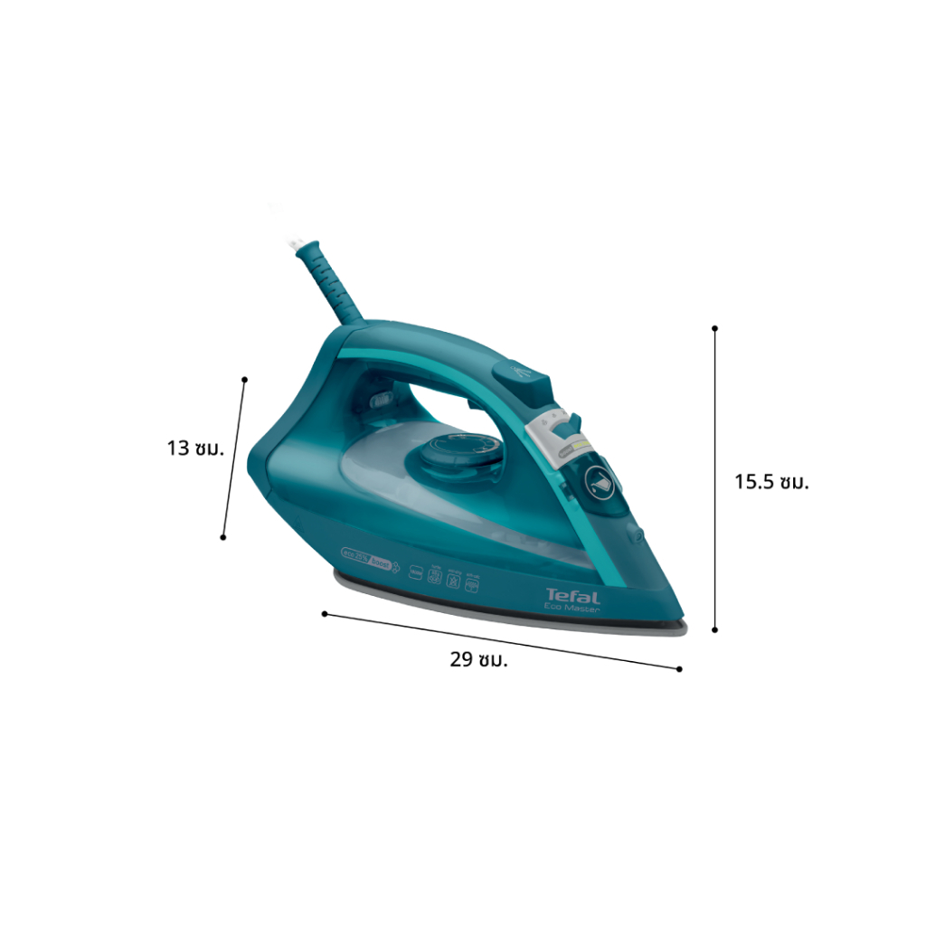 Tefal เตารีดไอน้ำ EcoMaste FV1720T0 กำลังไฟ 1800 วัตต์ พลังไอน้ำพิเศษ 80กรัม/นาที รับประกันศูนย์ 2ปี