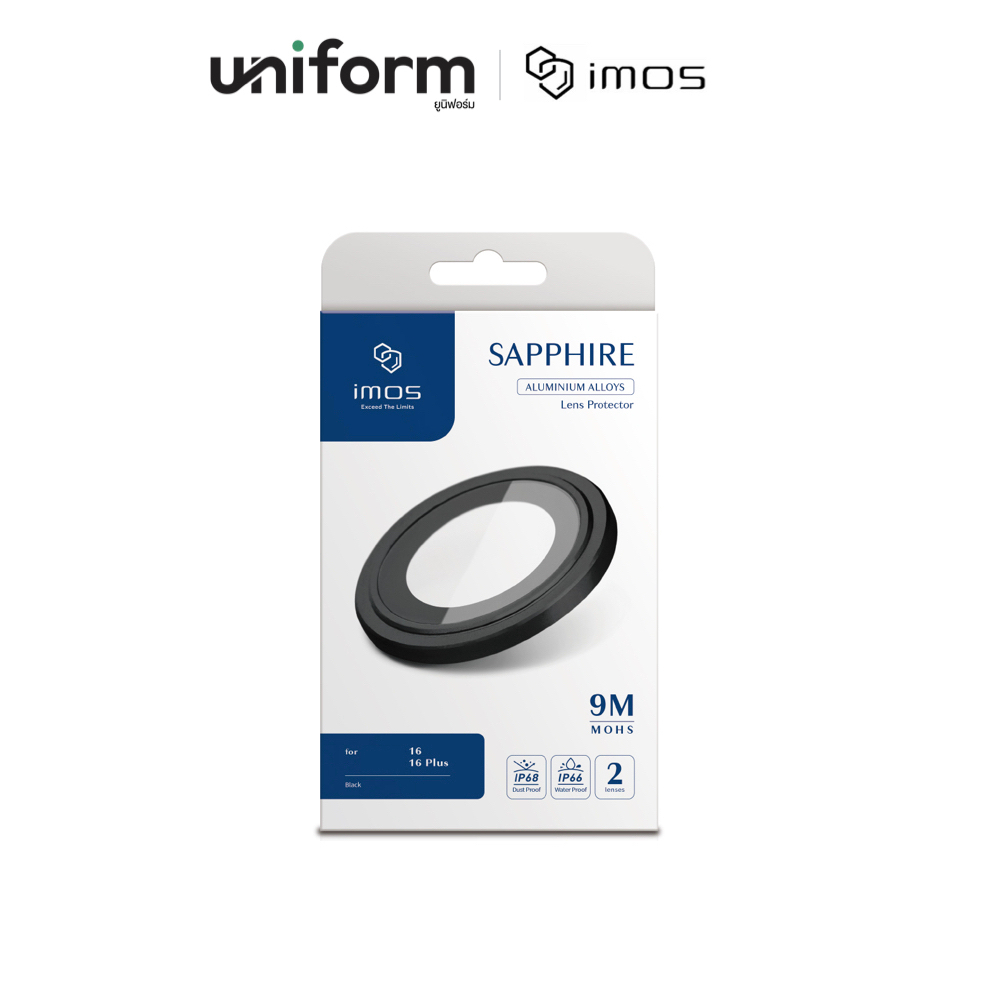 เลนส์กล้องมือถือ IMOS Sapphire Lens Protector Aluminium Frame for iP 16 / 16 Plus