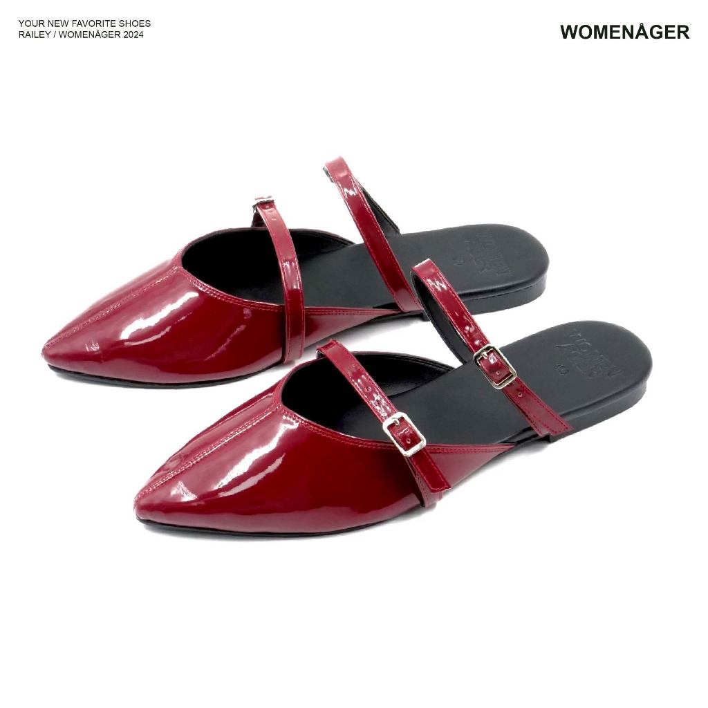 womenager - Railey Cherry รองเท้าหัวแหลมเปิดส้น