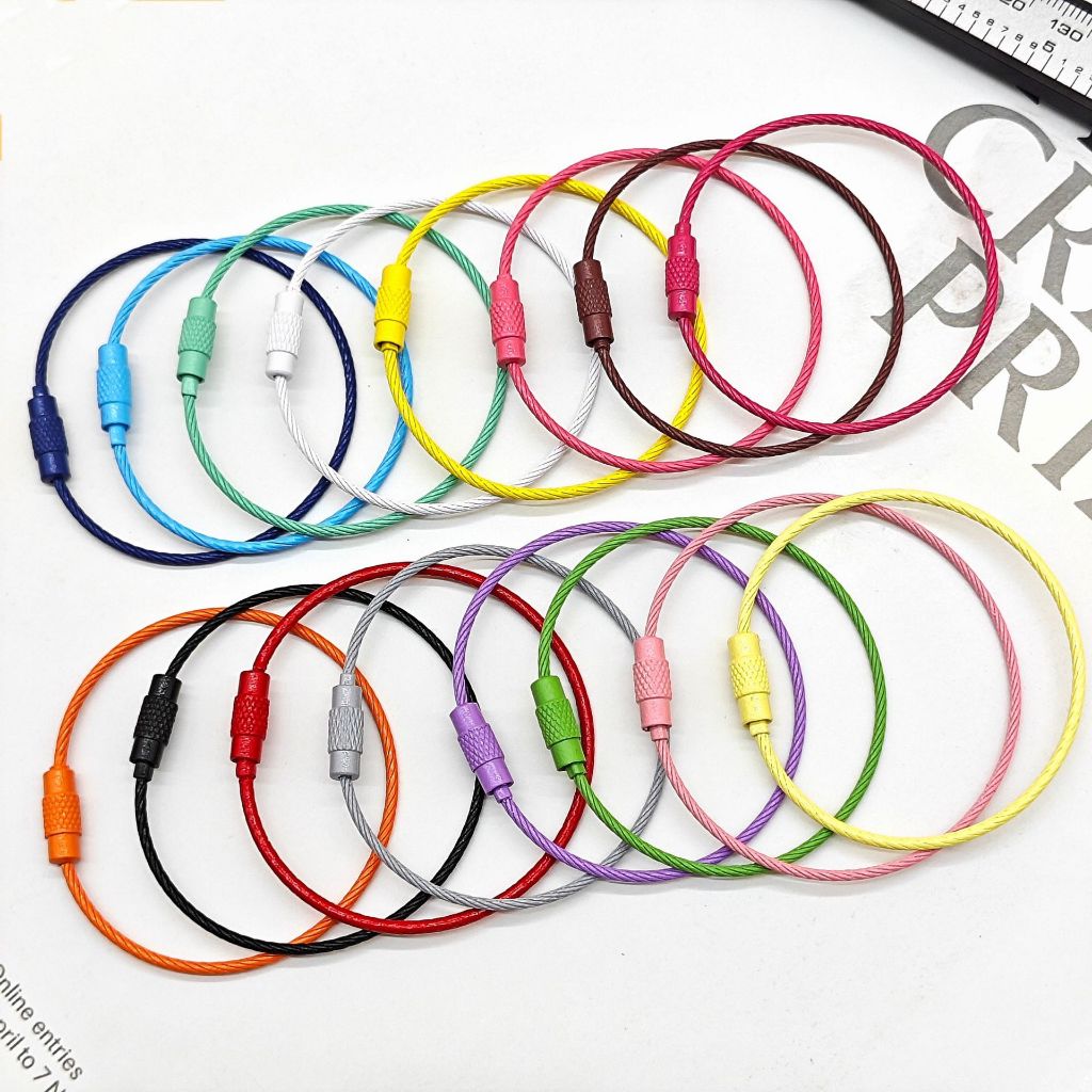 พวงกุญแจโลหะ แบบห่วงใหญ่ เกลียวหมุน สายคล้องกุญแจ สีสันสดใส คล้องตุ๊กตา คล้องซิป กระเป๋า และกุญแจ