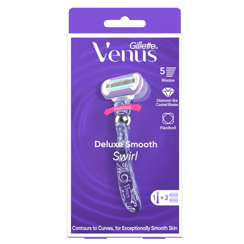 Gillette Venus Smooth Swirl มีดโกน 1 ด้าม พร้อมใบ มีด 2 ชิ้น