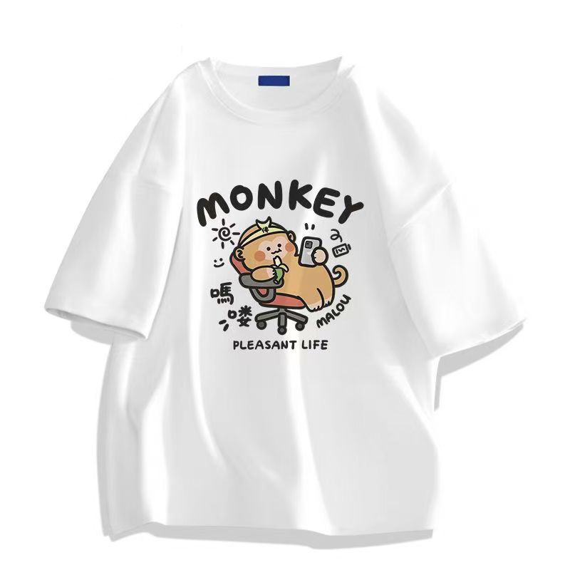 เสื้อยืดผู้หญิงผู้ชาย MONKEY สไตล์ลำลอง ฤดูร้อน คอกลม เสื้อ cotton 100% นักเรียน oversize S-3XL ส่งเร็ว จัดส่งจากไทย
