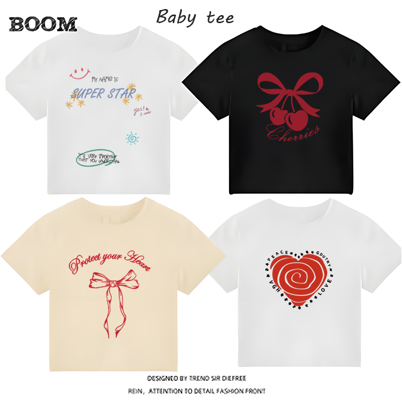 （จัดส่งตลอด 24 ชั่วโมง）BOOM SHOP 2024 เสื้อครอปอกใหญ่ 36 ทรงbaby tee ผ้าแบบนุ่มพิเศษ