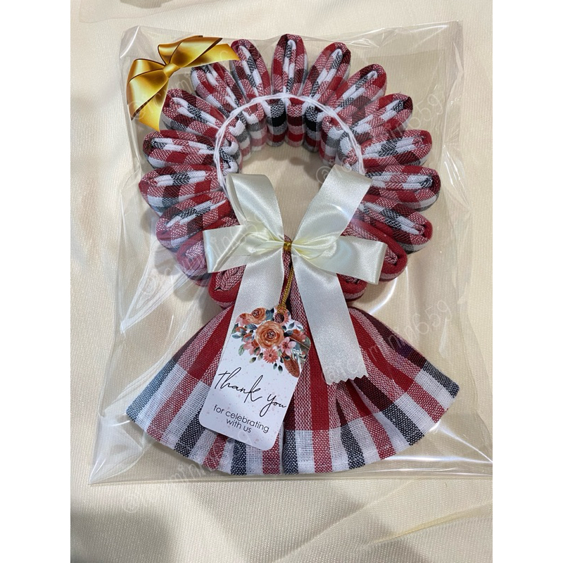 พวงมาลัยผ้าขาวม้า ของรับไหว้ ของฝากทุกเทศกาล-(ใส่ถุงแก้วมีโบว์)
