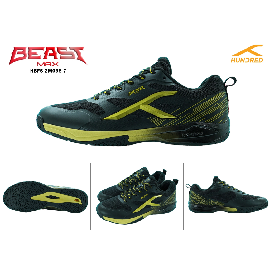 HUNDRED BEAST MAX (HBFS-2M098-7) BLACK/GOLD badminton Shoe รองเท้าแบดมินตัน