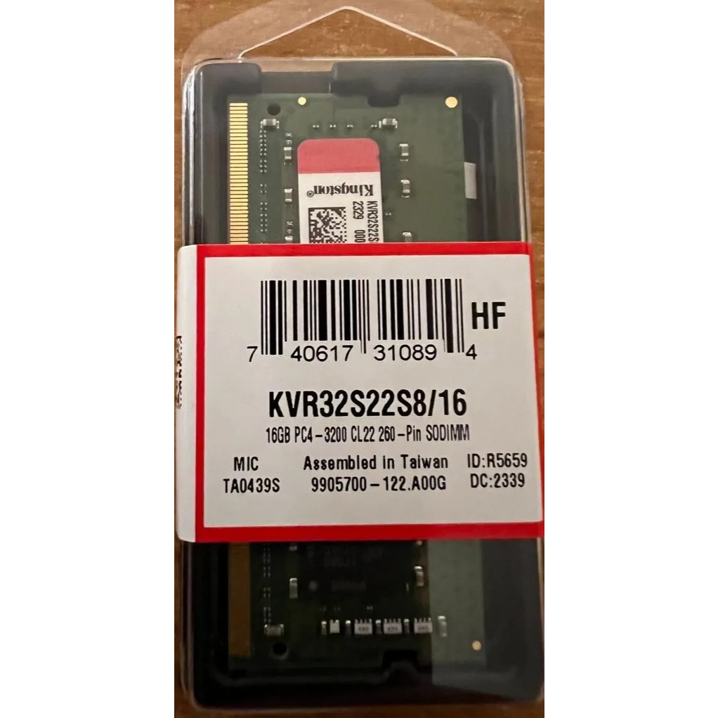 16GB (16GBx1) DDR4 3200MHz SO-DIMM RAM (แรมโน๊ตบุ็ค) KINGSTON VALUE RAM (KVR32S22S8/16) ประกันตลอดการใช้งาน