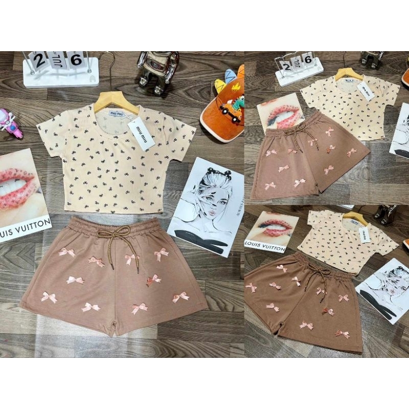 159(เสื้อ+กางเกง) งานเวียดนาม พร้อมส่ง super bow3d