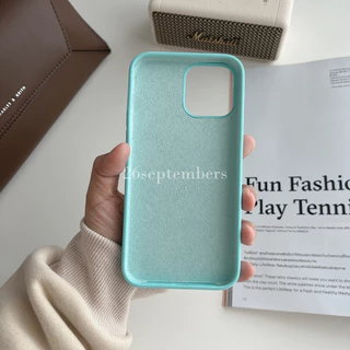 เคสสำหรับไอโฟน 12-17 pro max เคสซิลิโคน ไม่มีโลโก้ บุกำมะหยี่ ลบรอยปากกาได้ ***สีเขียวมิ้นต์***(ปิดท้าย)