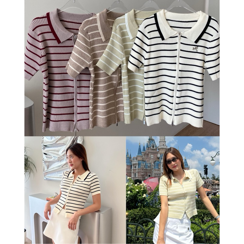 emily knit zippy top เสื้อไหมพรม ซิปรูดหน้า2ฝั่ง เนื้อนุ่ม