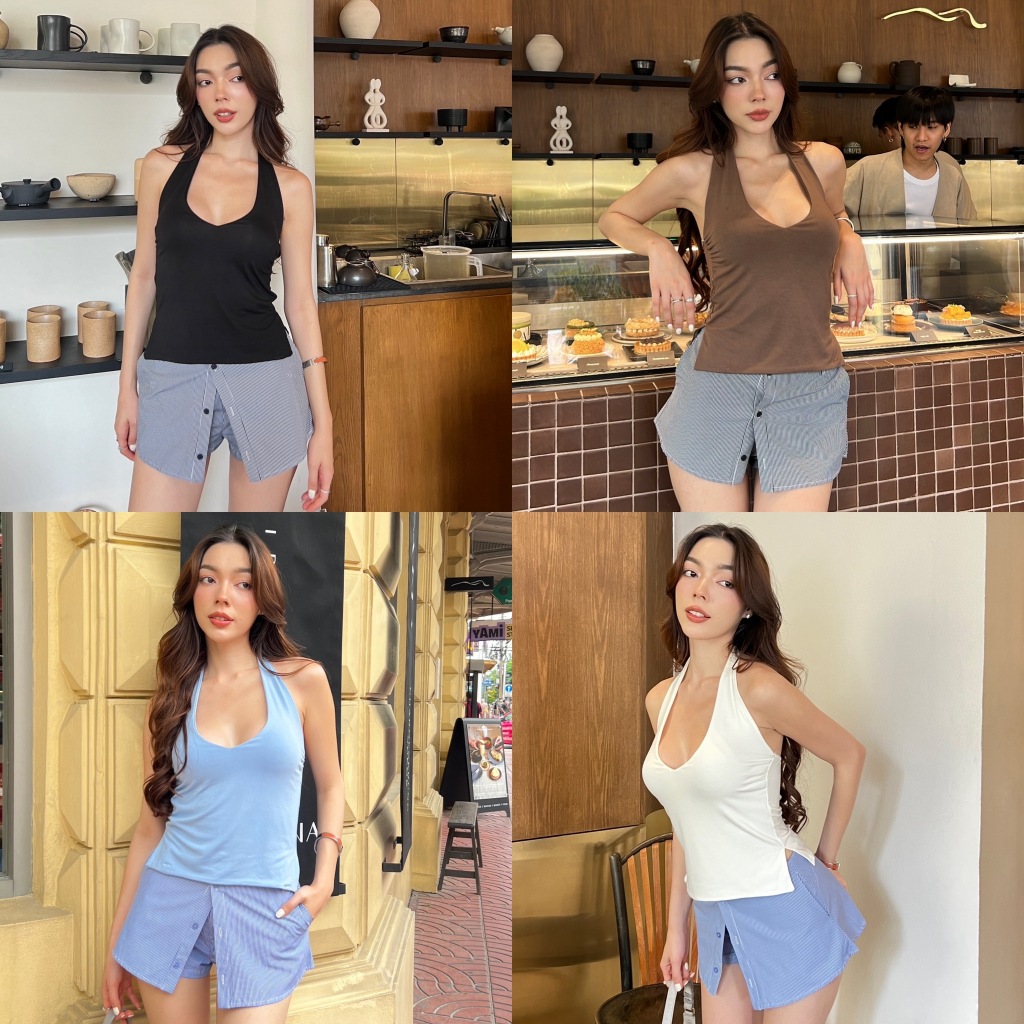 selena top - เสื้อคล้องคอ เย็บทบ 2 ชั้นเก็บทรงสวยแมทช์ง่าย