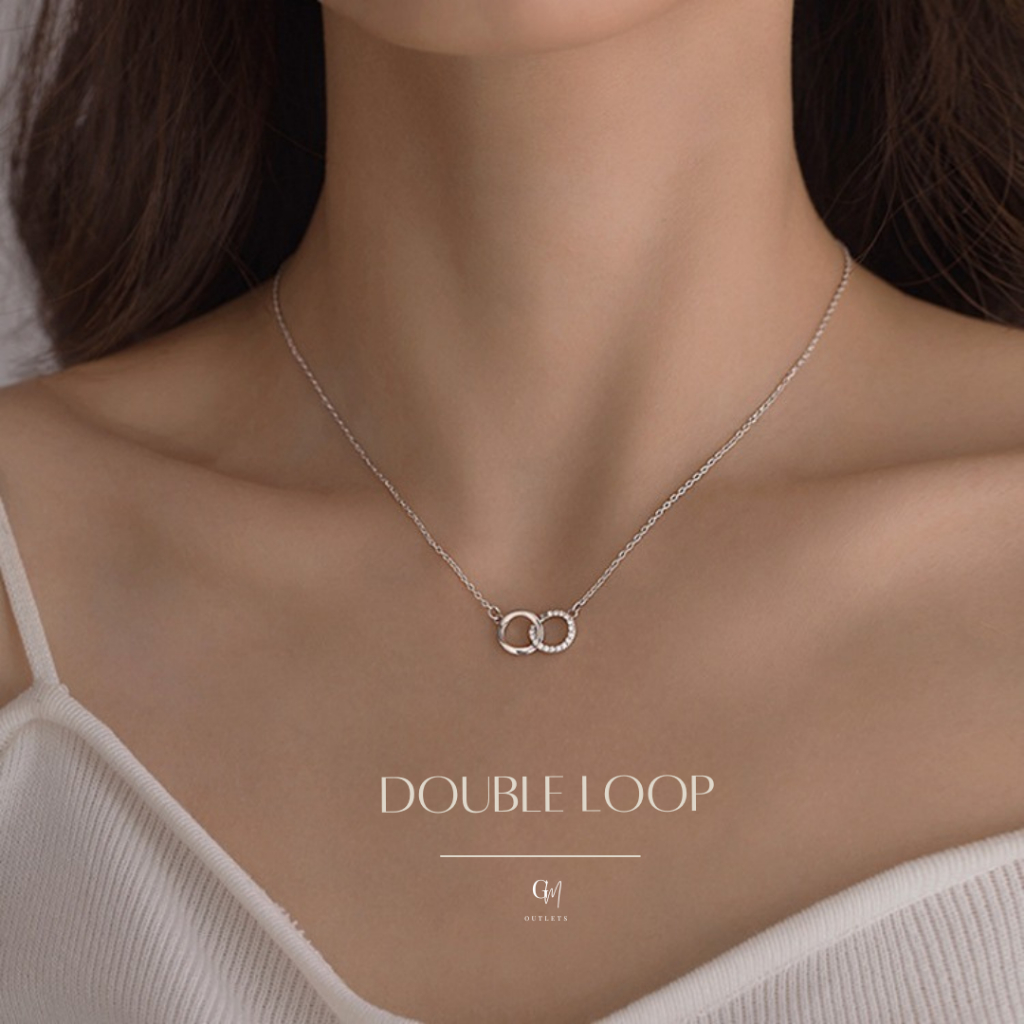 OUTLETS ล้างสต็อกจากโรงงานตรง สร้อยคอ Double Loop สร้อยคอเพชร สร้อยแฟชั่น Valentine ของขวัญ
