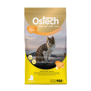 (1 แถม 1) Ostech ออสเทค พรีเมี่ยม อาหารเม็ดแมวโตออสเทค พรีเมี่ยม 900 g